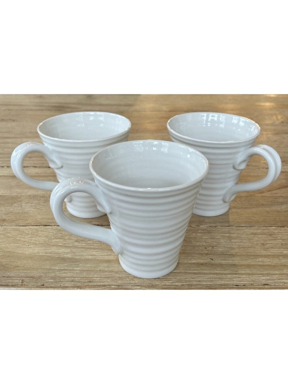 Set of 3 Portmeirion Sophie Conran White Fine Porcelain Coffee Mugs 12.5 oz